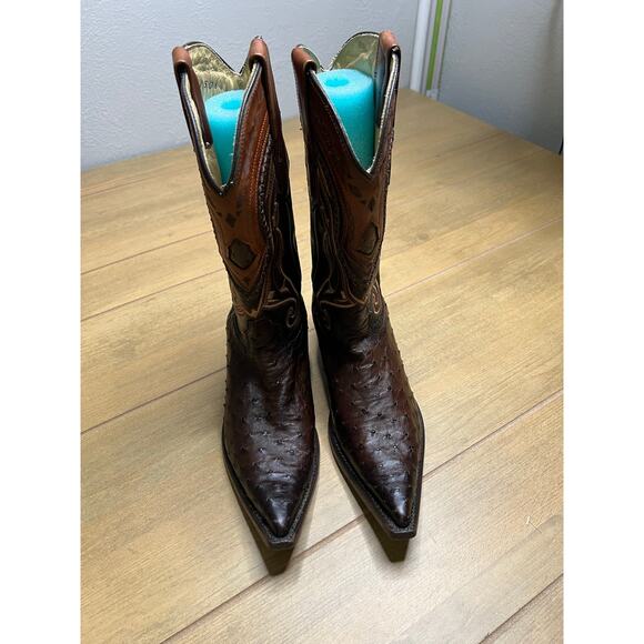 Los Altos Full Quill Ostrich Cowboy Boots Brown Western Leather Mens 7 EE Mexico main image 4
